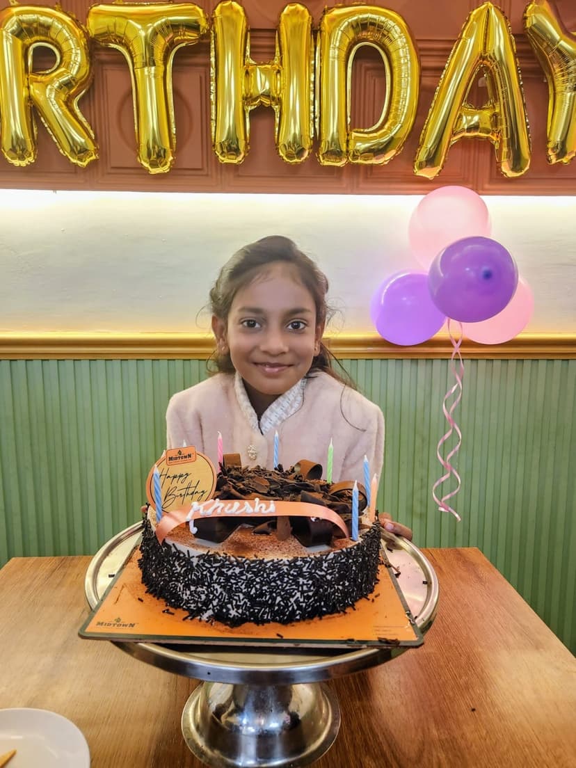 Khushi with her birthday cake