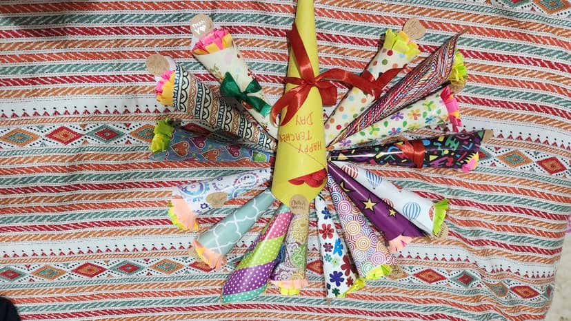 Decorative paper cone bouquet